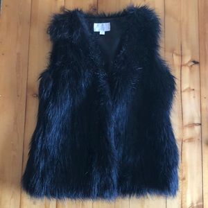 Black faux fur vest